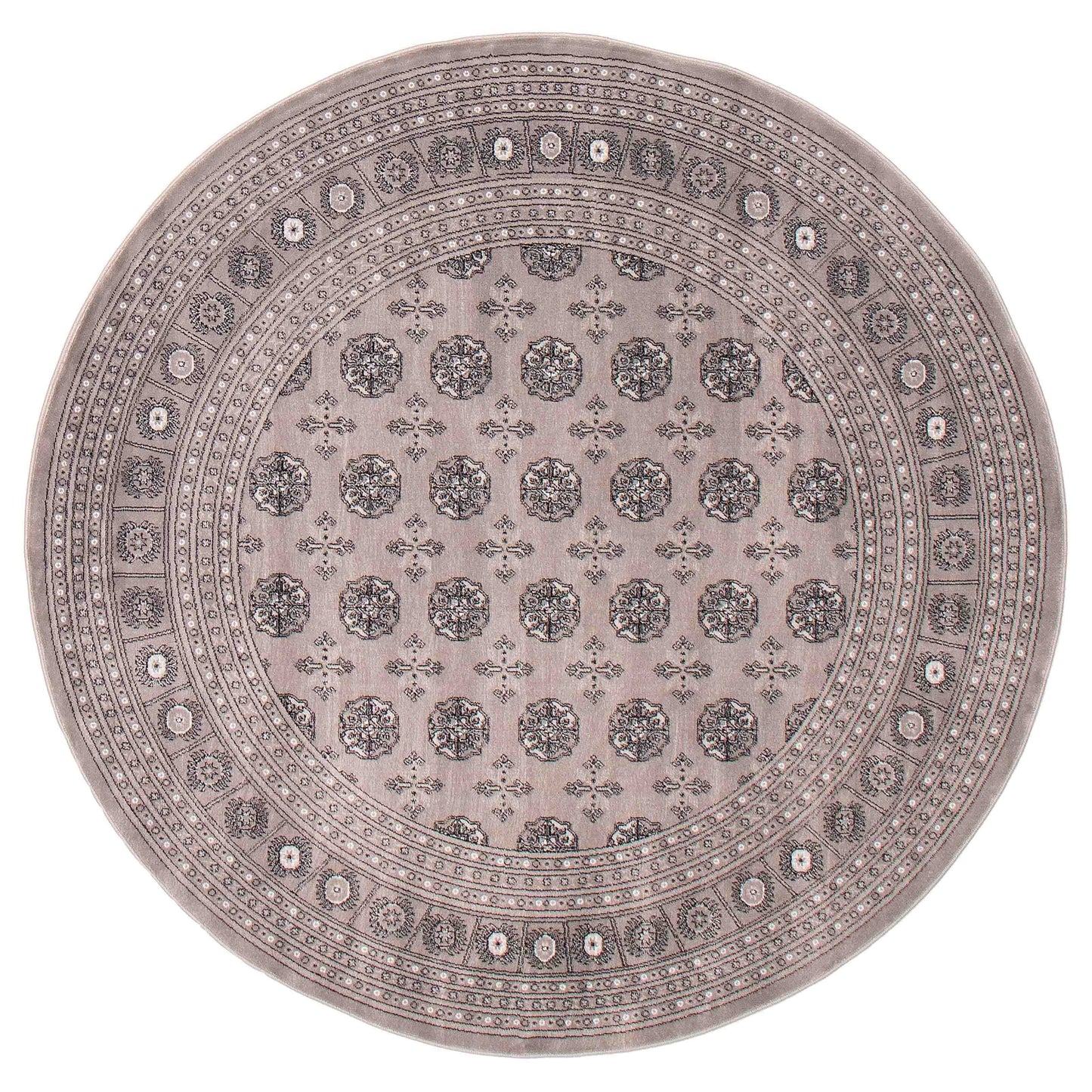 Tekke Grey Rug, Round 6'7" x 6'7"